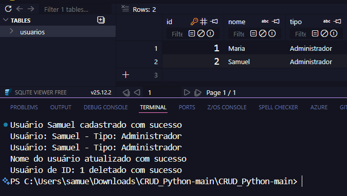 CRUD Python com SQLAlchemy